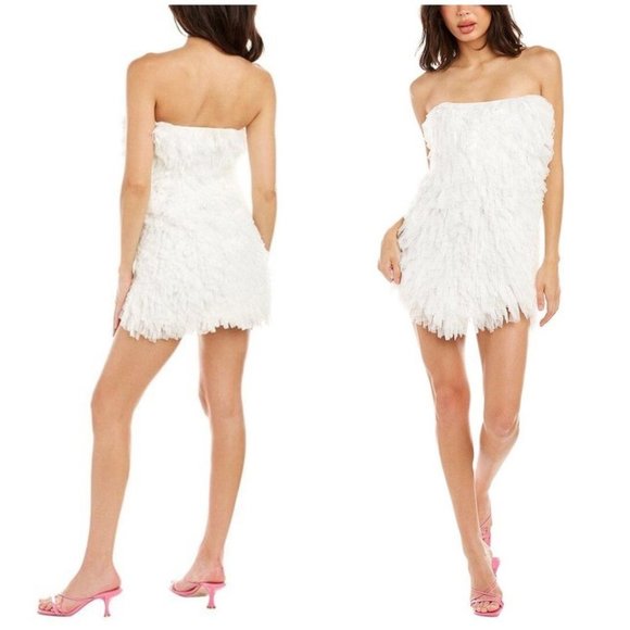 LOVESHACKFANCY Calandre Mini Dress White Bridal Ruffle Ballerina NWT $695 Sz 6 - Picture 1 of 16